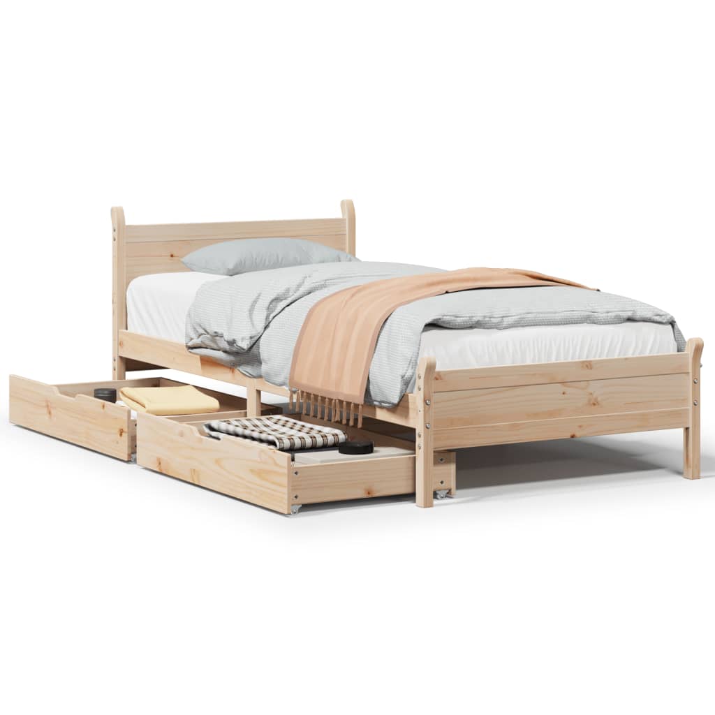 Bed Frame without Mattress 100x200 cm Solid Wood Pine