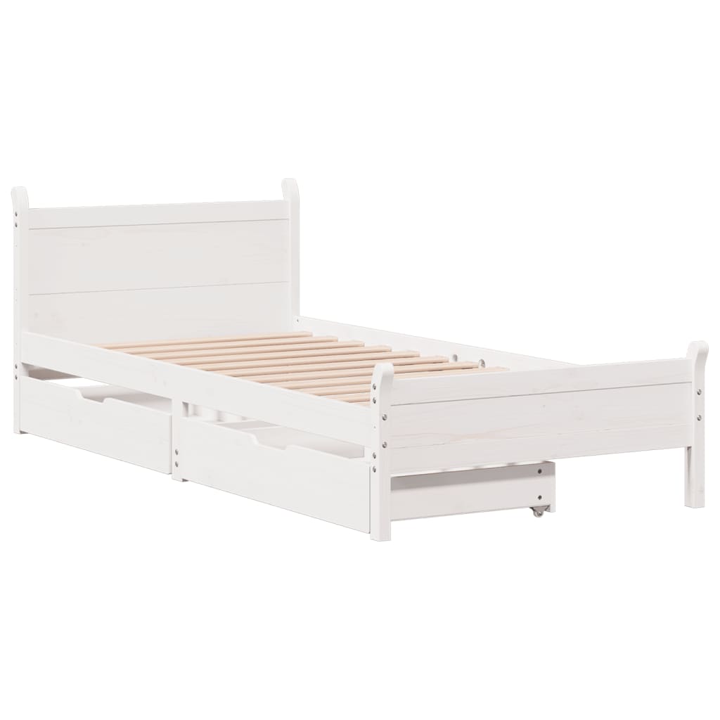 Bed Frame without Mattress White 100x200 cm Solid Wood Pine