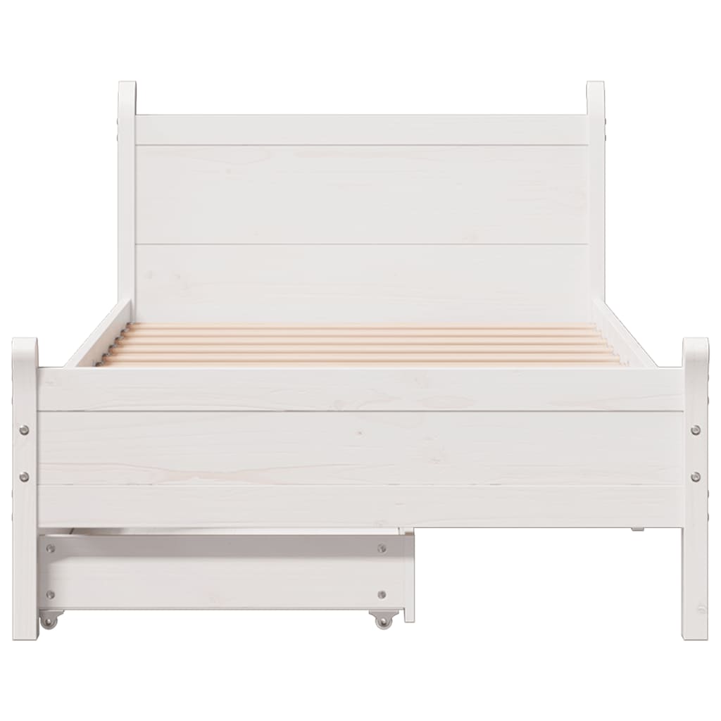 Bed Frame without Mattress White 100x200 cm Solid Wood Pine