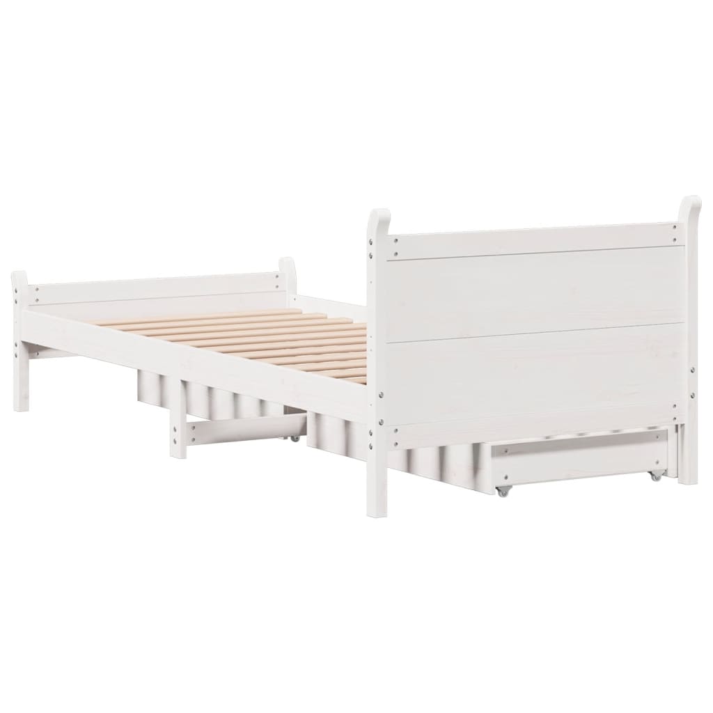 Bed Frame without Mattress White 100x200 cm Solid Wood Pine