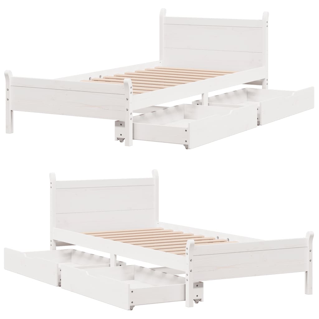 Bed Frame without Mattress White 100x200 cm Solid Wood Pine