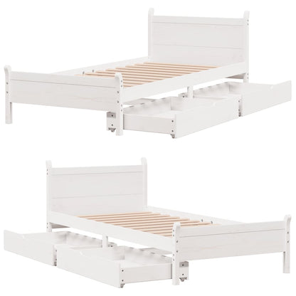 Bed Frame without Mattress White 100x200 cm Solid Wood Pine