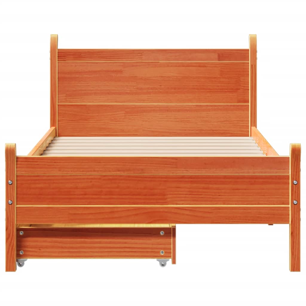 Bed Frame without Mattress Wax Brown 100x200 cm Solid Wood Pine