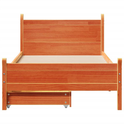 Bed Frame without Mattress Wax Brown 100x200 cm Solid Wood Pine