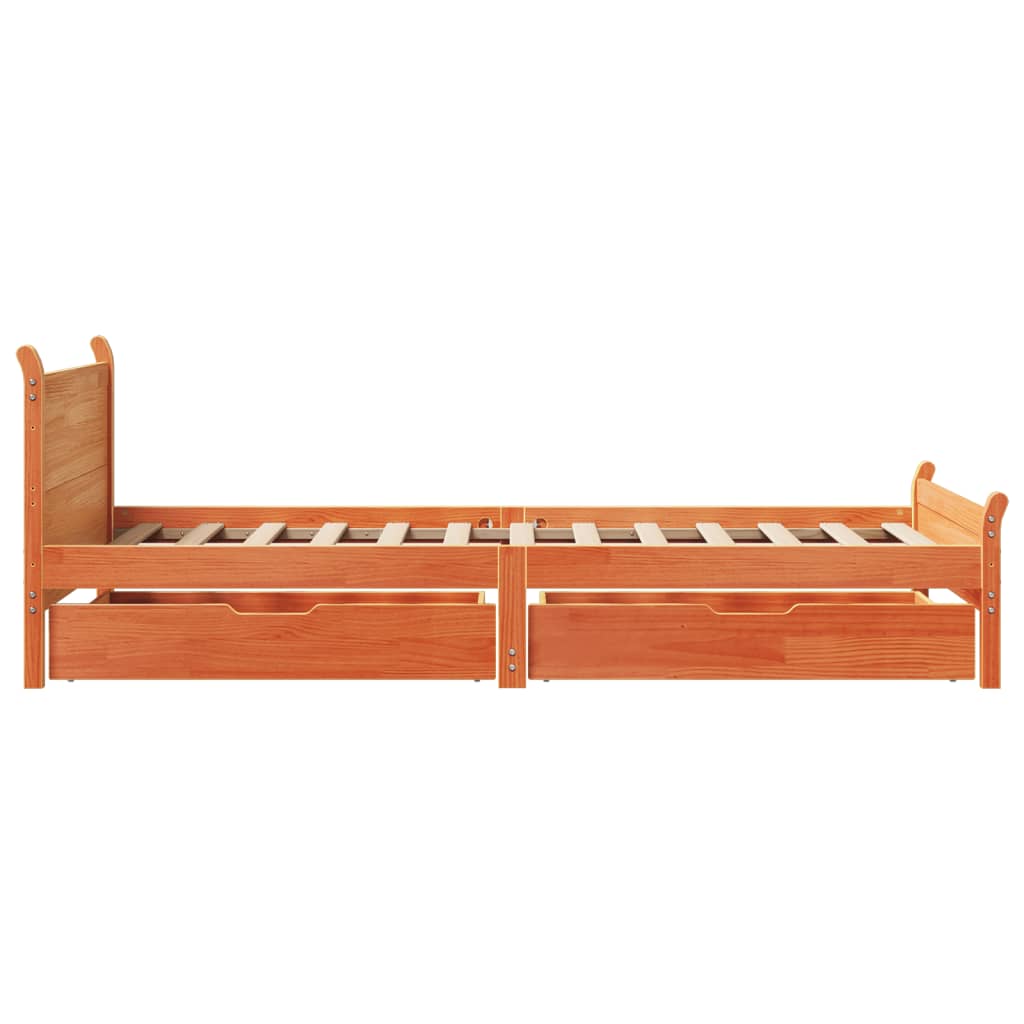 Bed Frame without Mattress Wax Brown 100x200 cm Solid Wood Pine