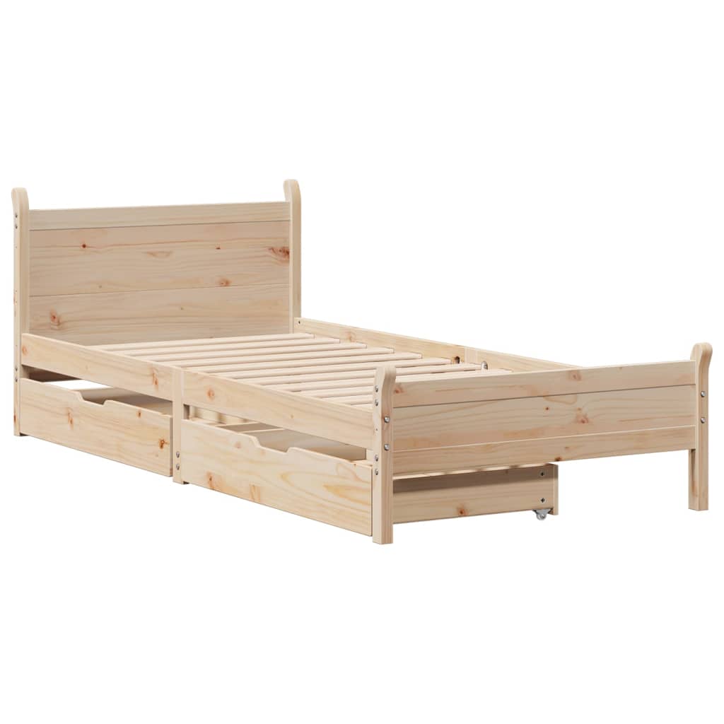 Bed Frame without Mattress 90x200 cm Solid Wood Pine