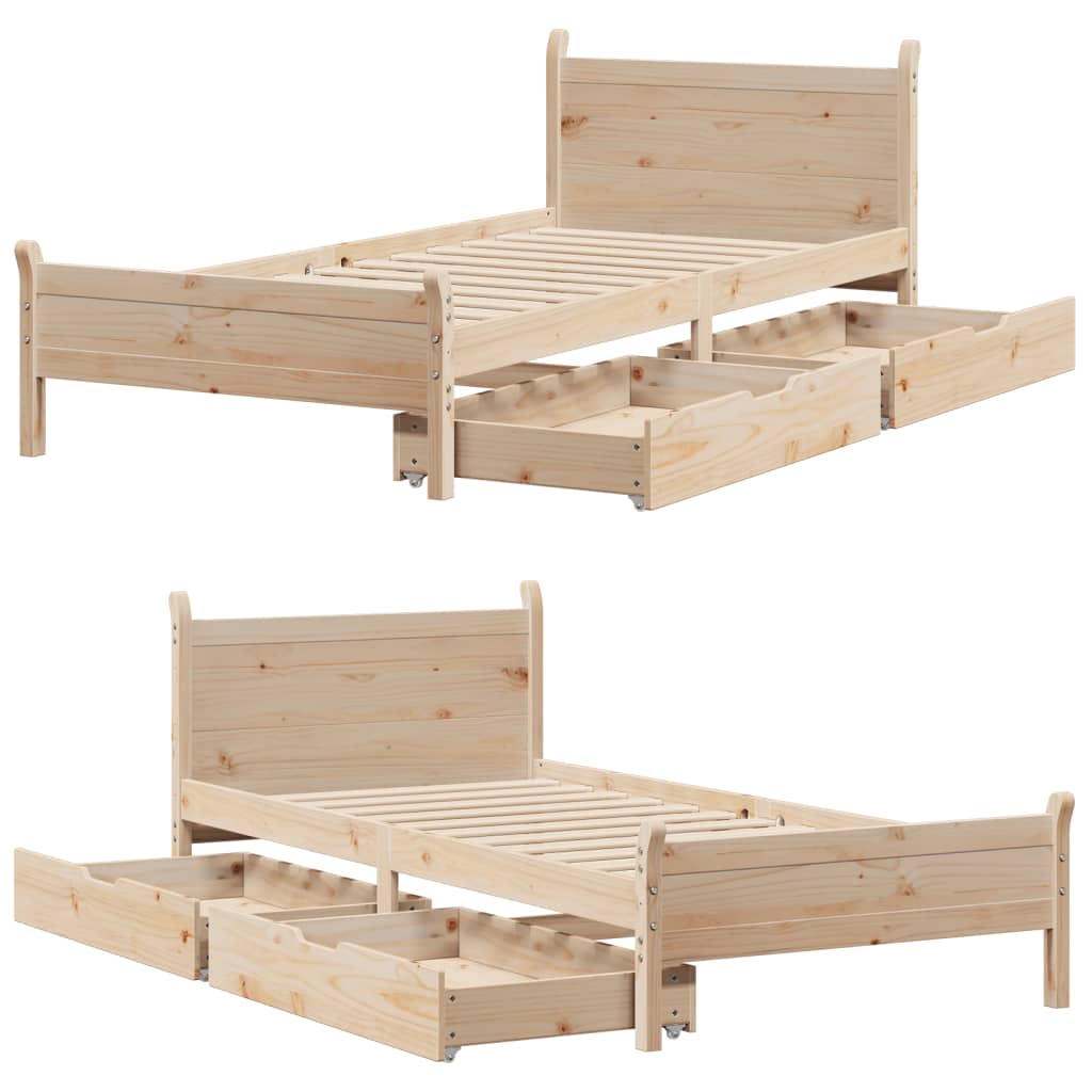 Bed Frame without Mattress 90x200 cm Solid Wood Pine