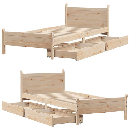 Bed Frame without Mattress 90x200 cm Solid Wood Pine