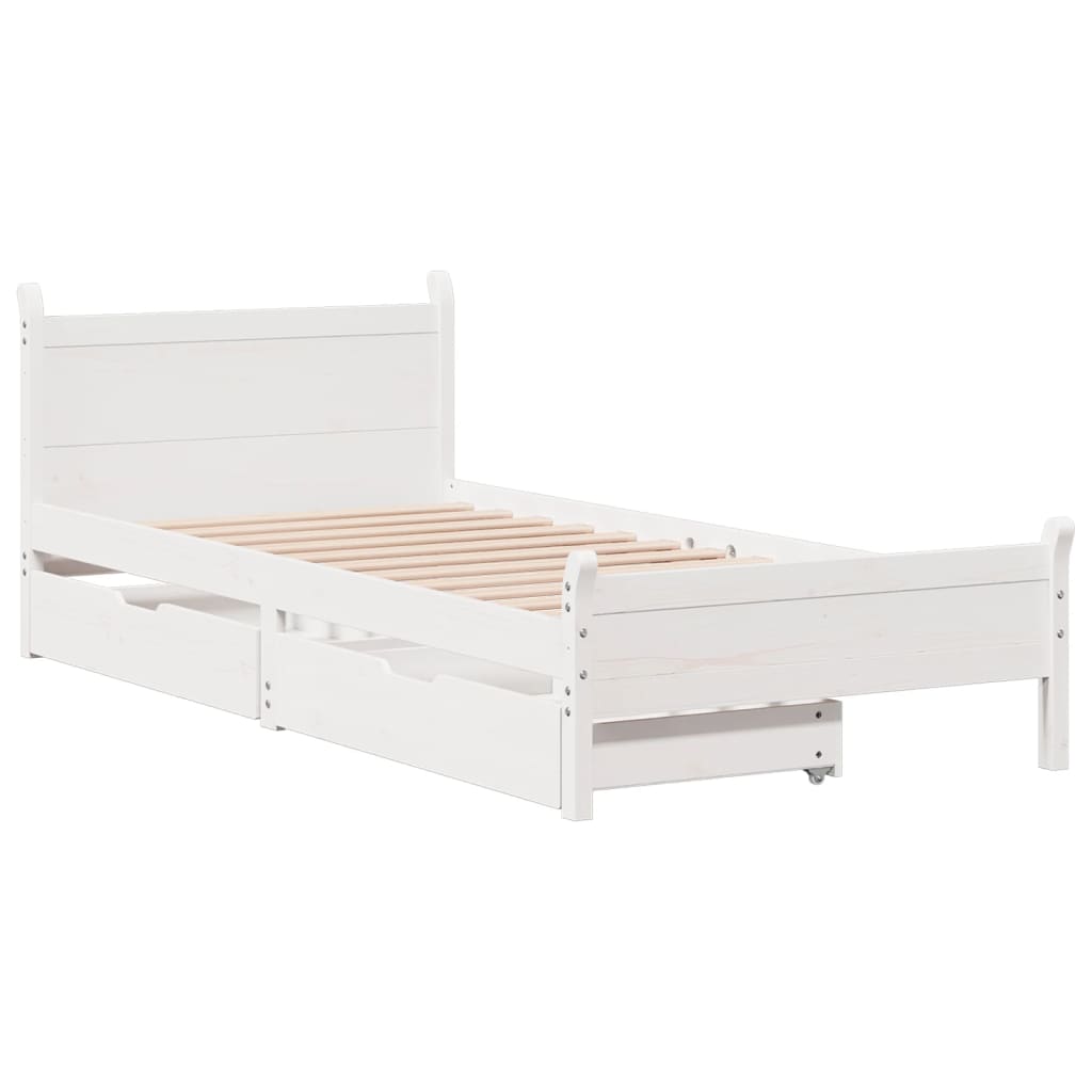 Bed Frame without Mattress White 90x200 cm Solid Wood Pine