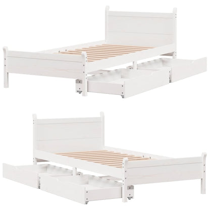 Bed Frame without Mattress White 90x200 cm Solid Wood Pine