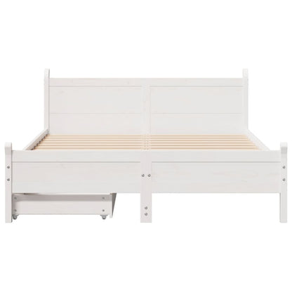 Bed Frame without Mattress White 140x190 cm Solid Wood Pine