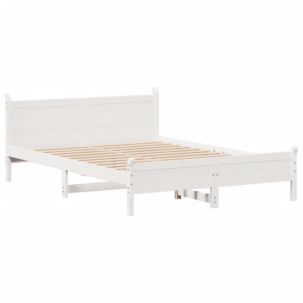 Bed Frame without Mattress White 140x190 cm Solid Wood Pine