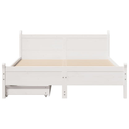 Bed Frame without Mattress White 135x190 cm Double Solid Wood Pine