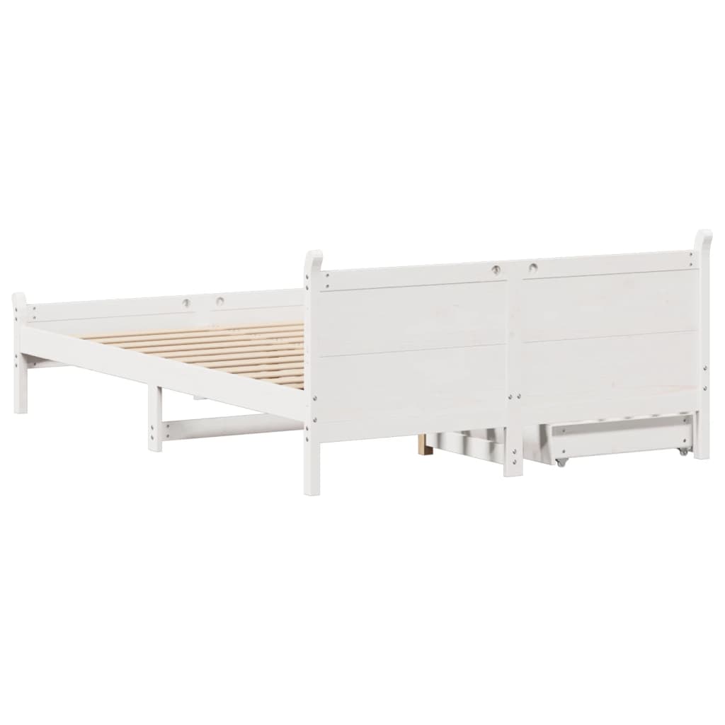 Bed Frame without Mattress White 135x190 cm Double Solid Wood Pine