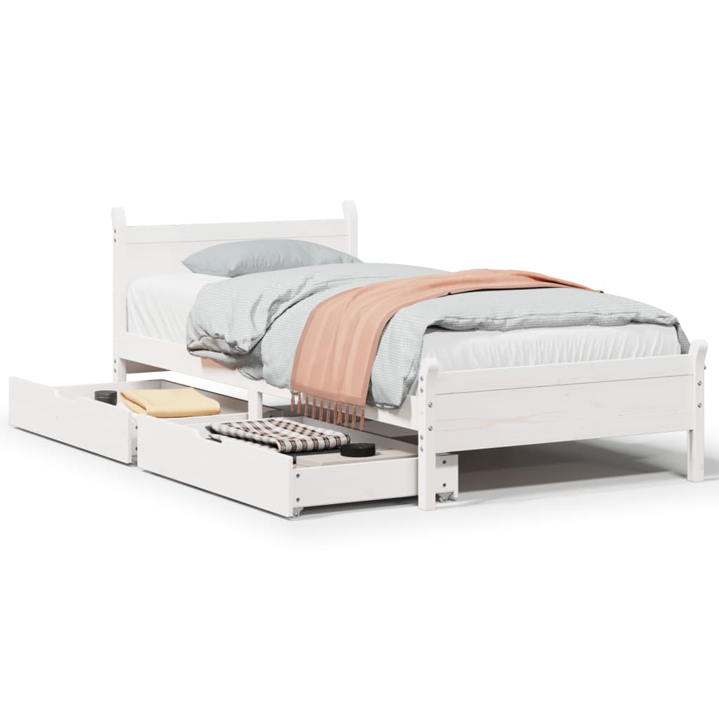 Bed Frame without Mattress White 90x190 cm Single Solid Wood Pine