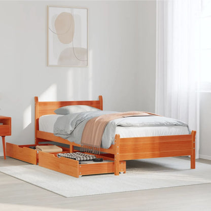 Bed Frame without Mattress Wax Brown 90x190 cm Single Solid Wood Pine