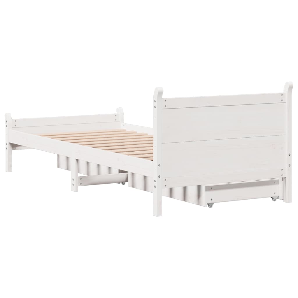 Bed Frame without Mattress White 75x190 cm Small Single Solid Wood Pine