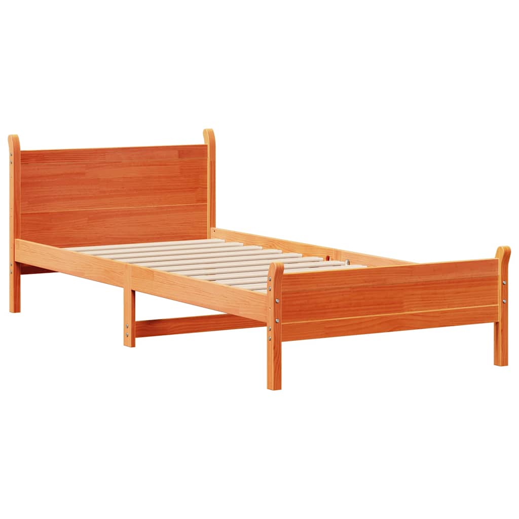 Bed Frame without Mattress Wax Brown 75x190 cm Small Single Solid Wood Pine