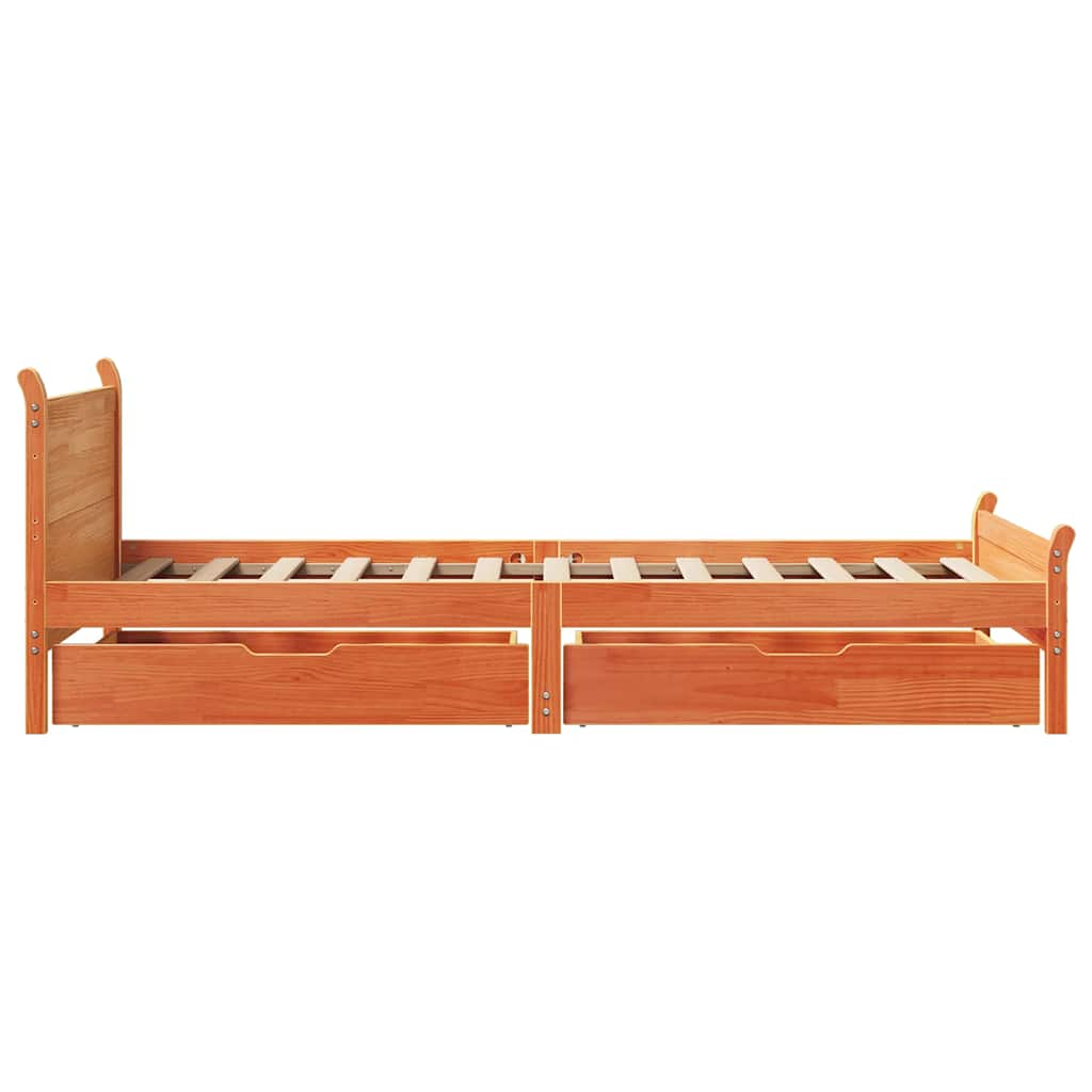 Bed Frame without Mattress Wax Brown 75x190 cm Small Single Solid Wood Pine