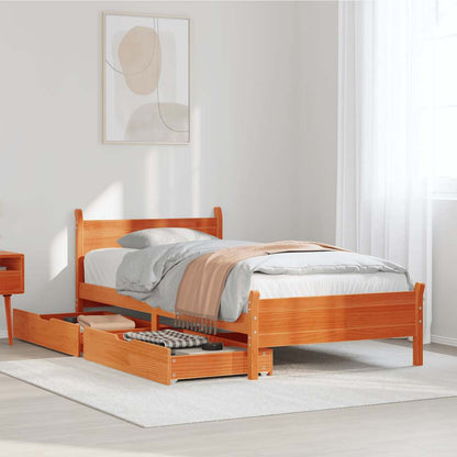 Bed Frame without Mattress Wax Brown 75x190 cm Small Single Solid Wood Pine