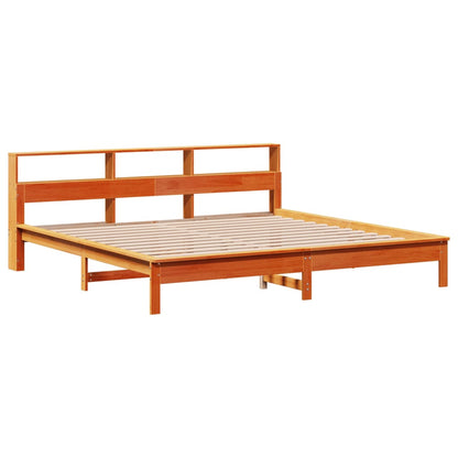 Bookcase Bed without Mattress Wax Brown 200x200 cm Solid Wood Pine