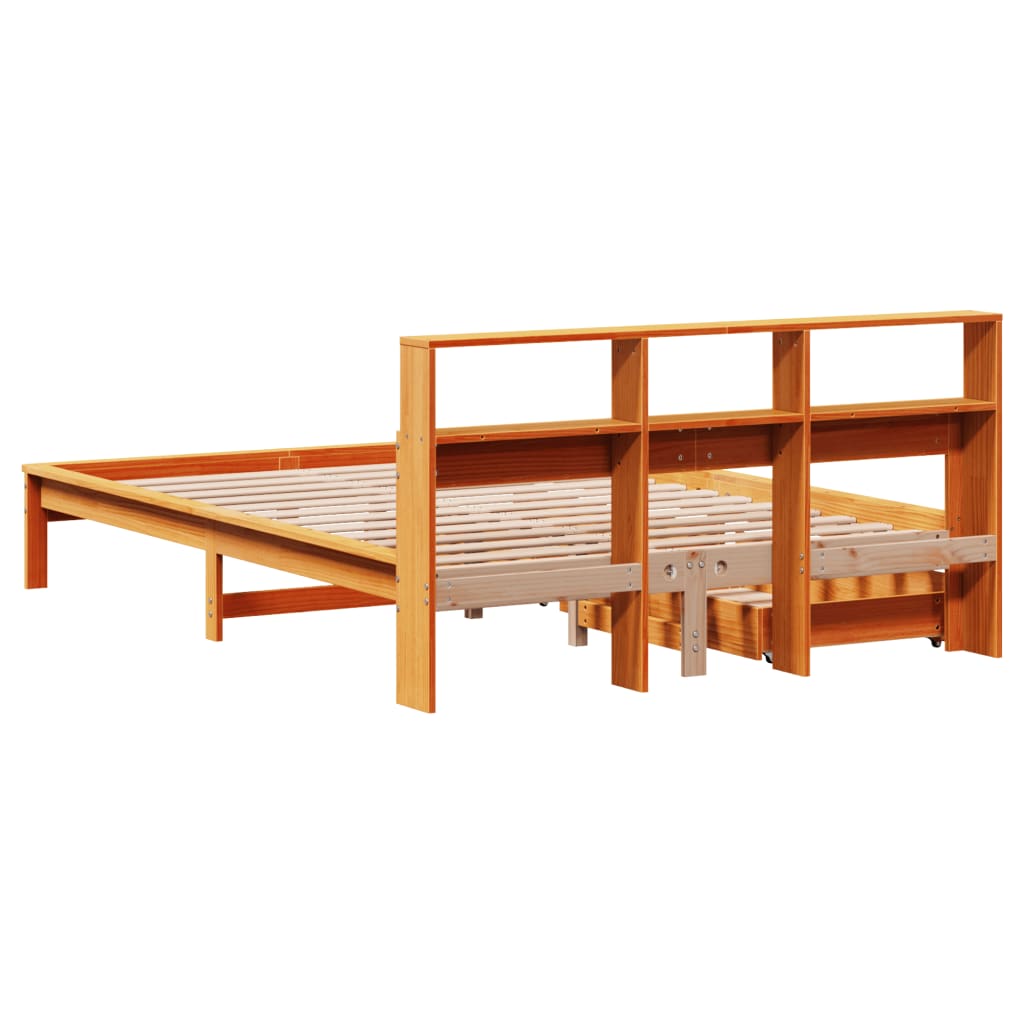 Bookcase Bed without Mattress Wax Brown 120x200 cm Solid Wood Pine