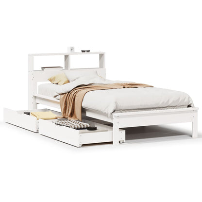 Bookcase Bed without Mattress White 90x200 cm Solid Wood Pine