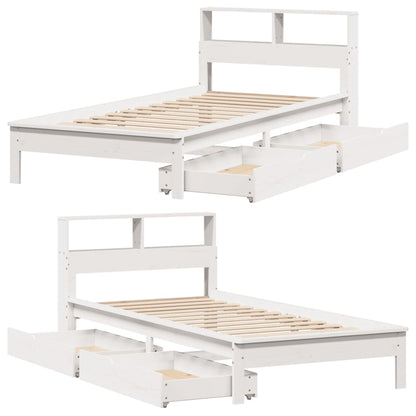 Bookcase Bed without Mattress White 90x200 cm Solid Wood Pine