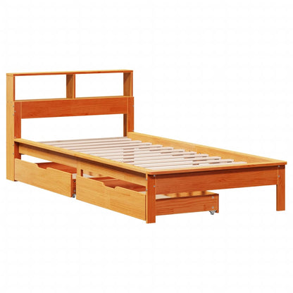 Bookcase Bed without Mattress Wax Brown 90x200 cm Solid Wood Pine