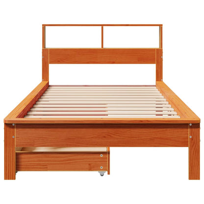 Bookcase Bed without Mattress Wax Brown 90x200 cm Solid Wood Pine