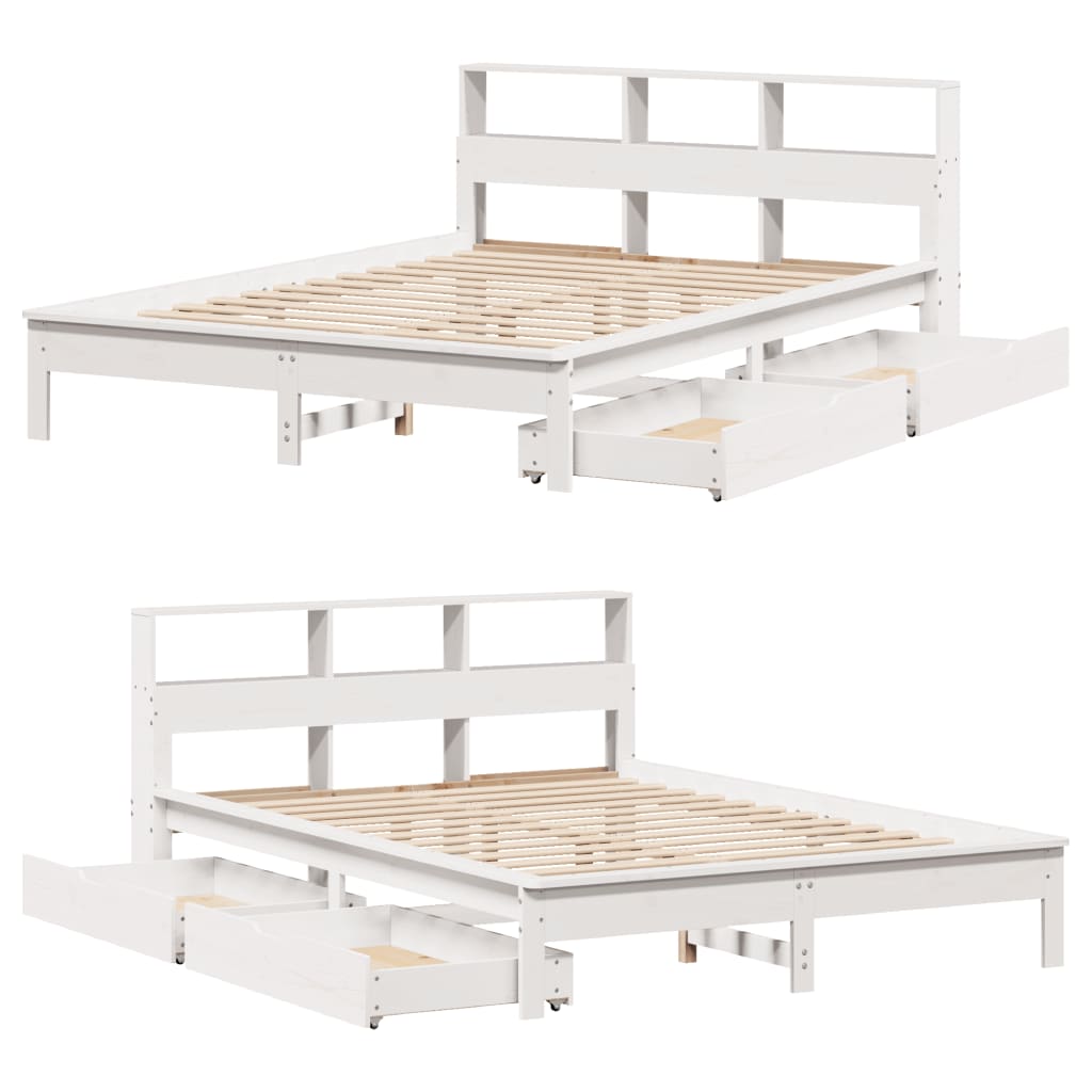 Bookcase Bed without Mattress White 120x190 cm Small Double Solid Wood Pine