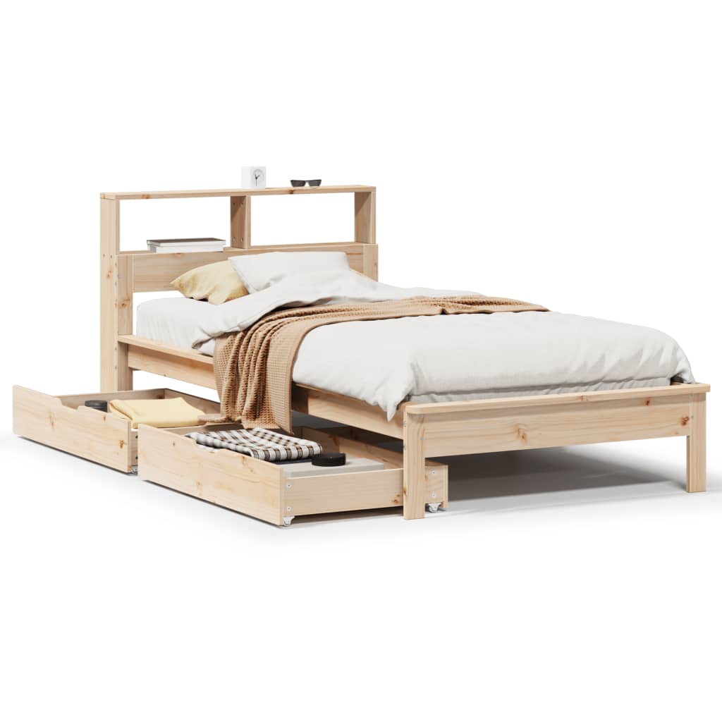 Bookcase Bed without Mattress 90x190 cm Single Solid Wood Pine