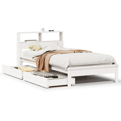 Bookcase Bed without Mattress White 90x190 cm Single Solid Wood Pine