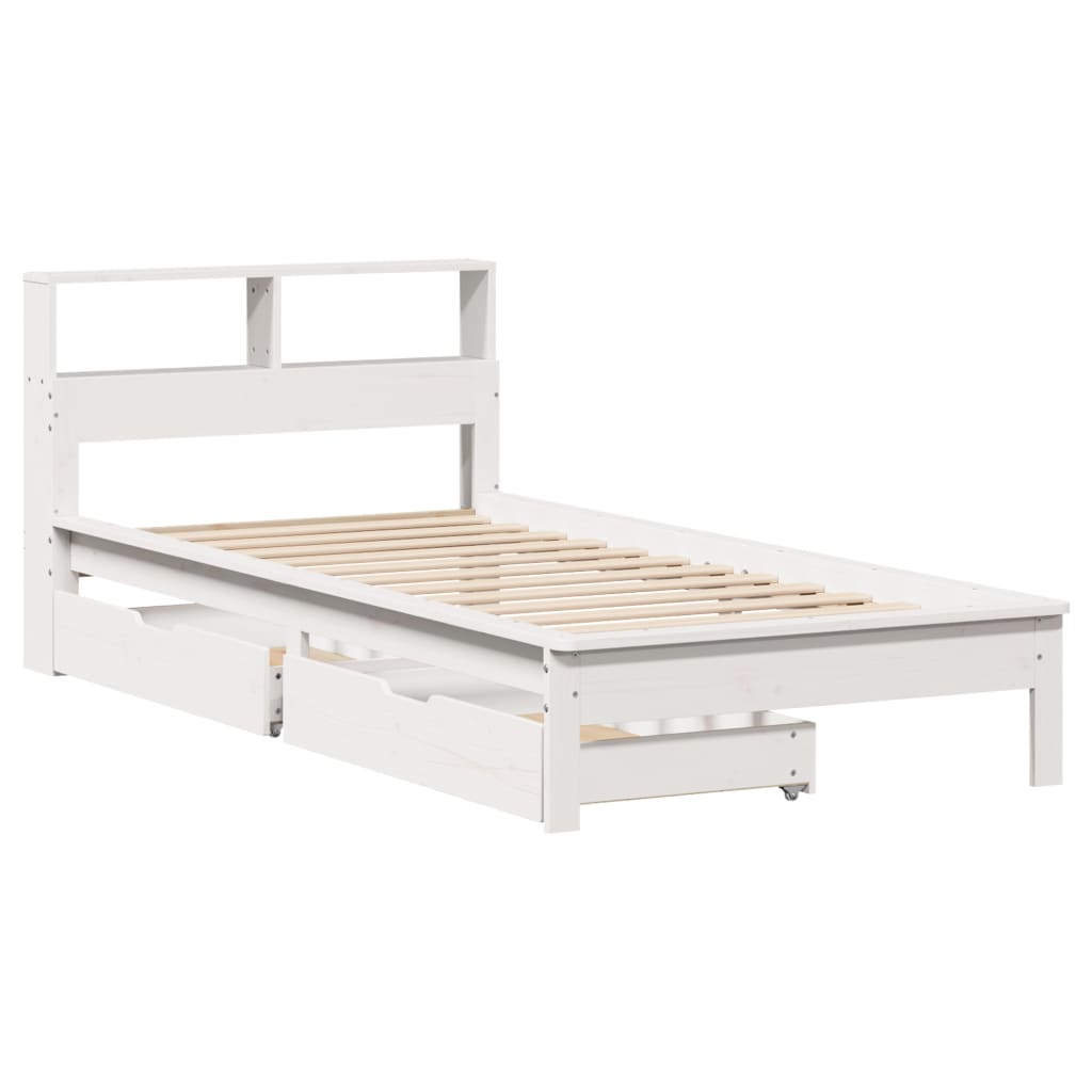 Bookcase Bed without Mattress White 90x190 cm Single Solid Wood Pine