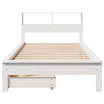 Bookcase Bed without Mattress White 90x190 cm Single Solid Wood Pine