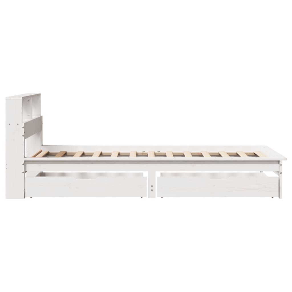 Bookcase Bed without Mattress White 90x190 cm Single Solid Wood Pine