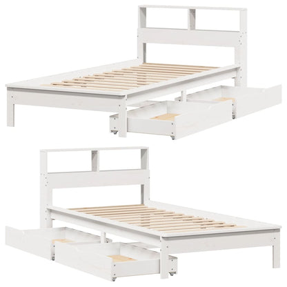 Bookcase Bed without Mattress White 90x190 cm Single Solid Wood Pine