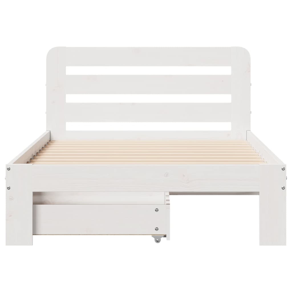 Bed Frame without Mattress White 90x200 cm Solid Wood Pine