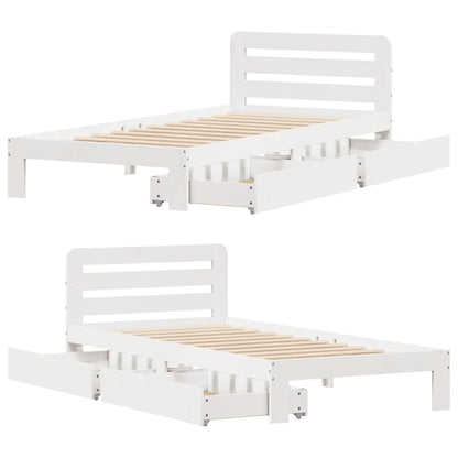 Bed Frame without Mattress White 90x200 cm Solid Wood Pine