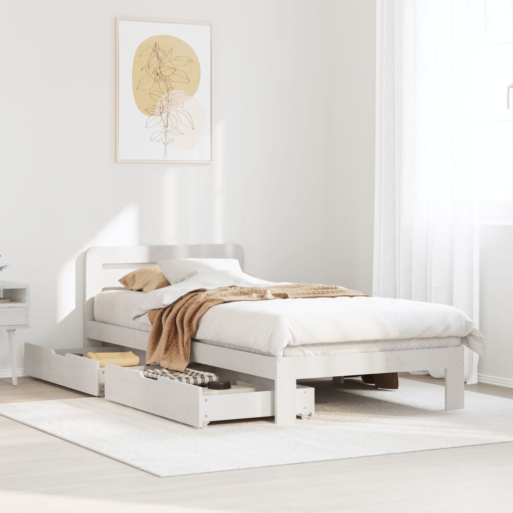 Bed Frame without Mattress White 90x200 cm Solid Wood Pine