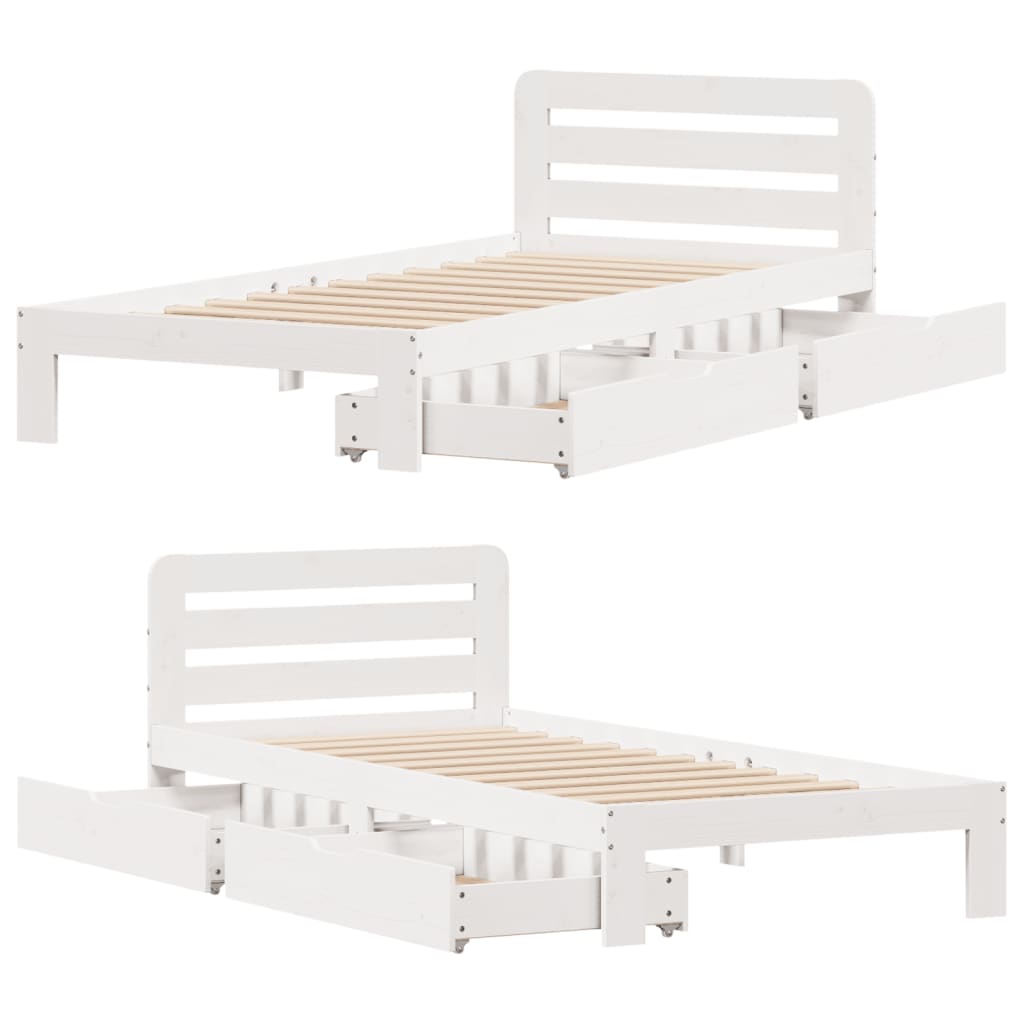 Bed Frame without Mattress White 100x200 cm Solid Wood Pine