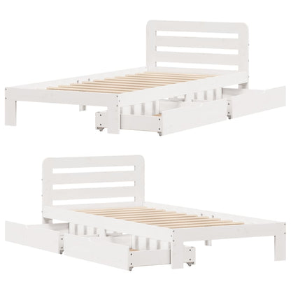 Bed Frame without Mattress White 100x200 cm Solid Wood Pine