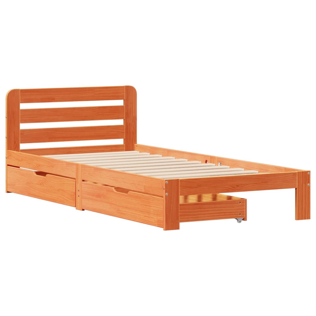 Bed Frame without Mattress Wax Brown 100x200 cm Solid Wood Pine