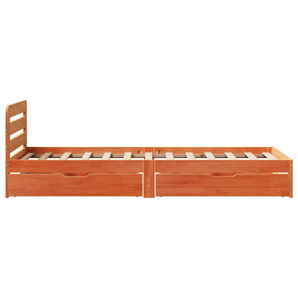 Bed Frame without Mattress Wax Brown 100x200 cm Solid Wood Pine