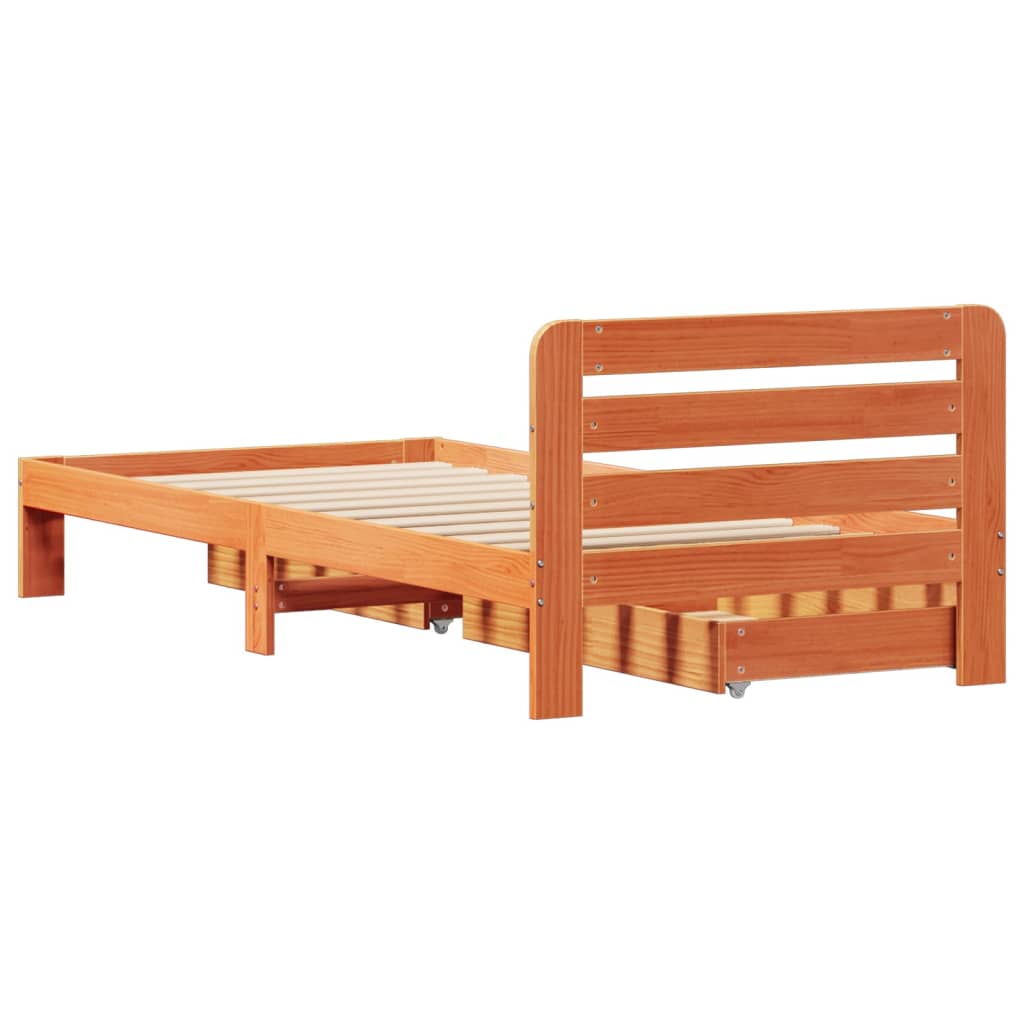 Bed Frame without Mattress Wax Brown 100x200 cm Solid Wood Pine