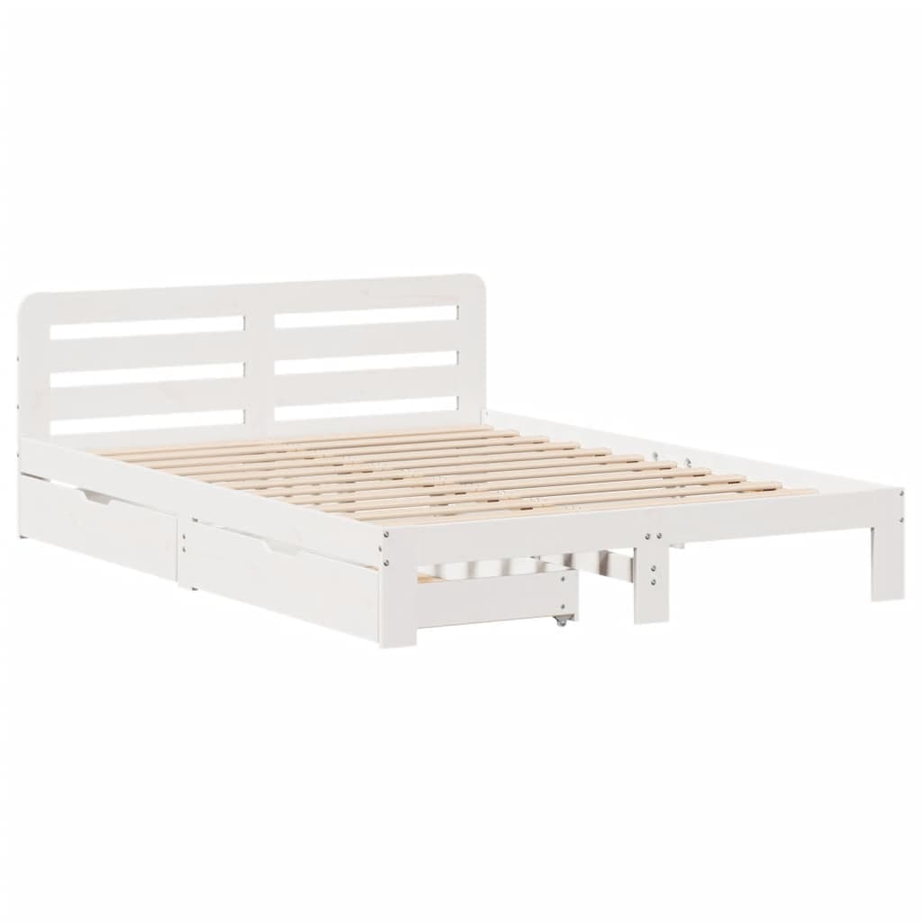 Bed Frame without Mattress White 120x200 cm Solid Wood Pine