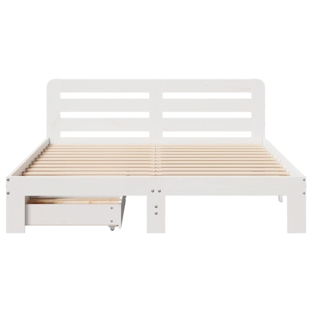 Bed Frame without Mattress White 120x200 cm Solid Wood Pine