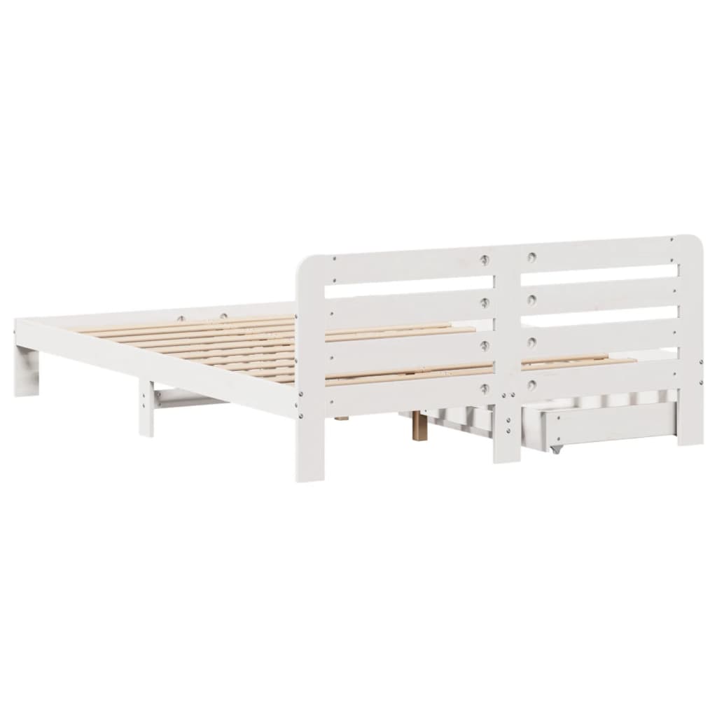 Bed Frame without Mattress White 120x200 cm Solid Wood Pine