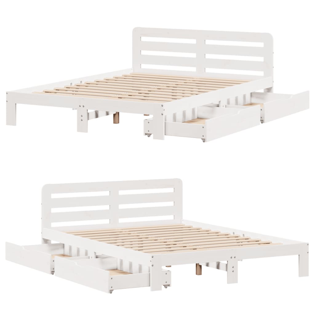 Bed Frame without Mattress White 120x200 cm Solid Wood Pine