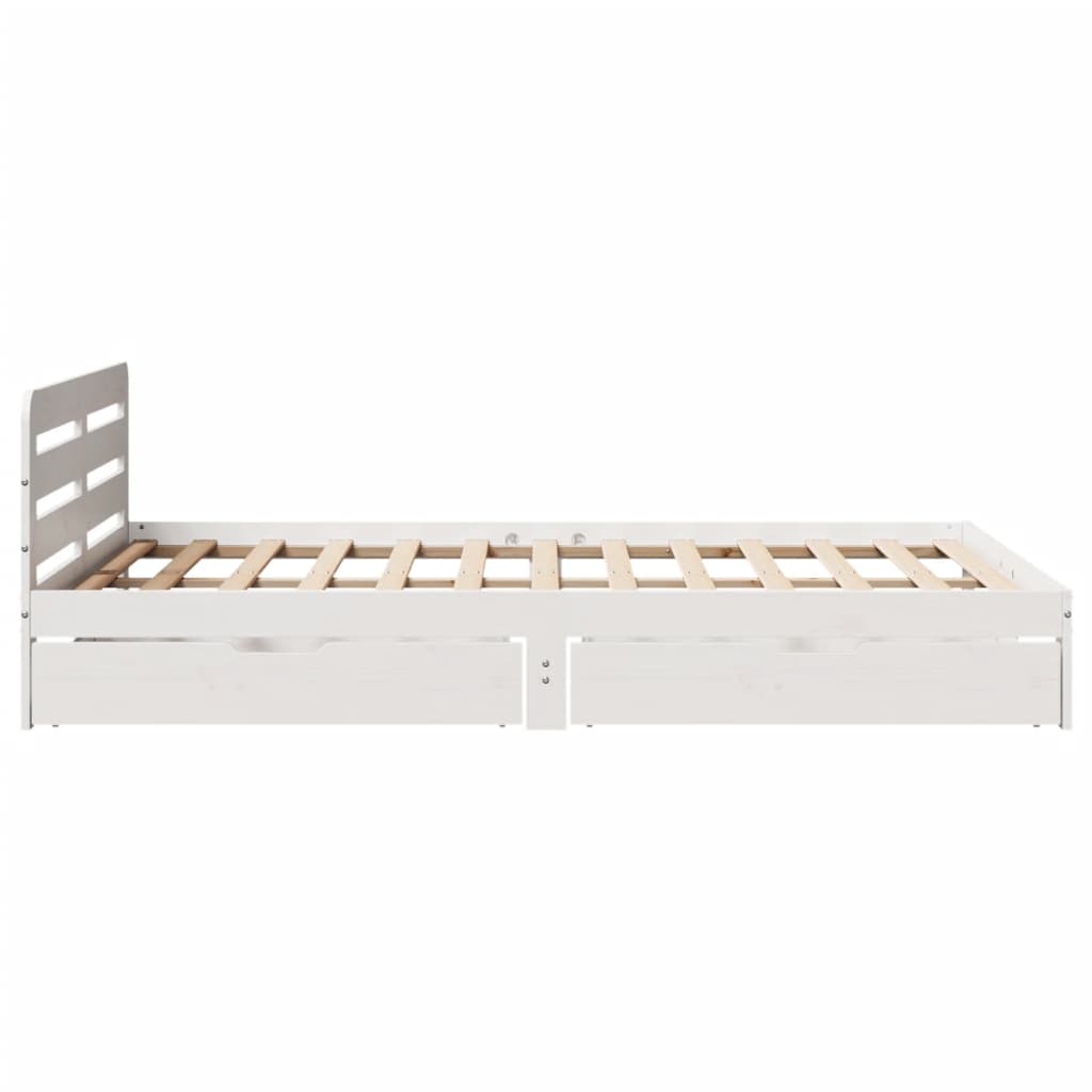 Bed Frame without Mattress White 150x200 cm King Size Solid Wood Pine